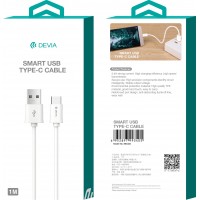  USB kabelis Devia Smart Type-C 1.0m white 